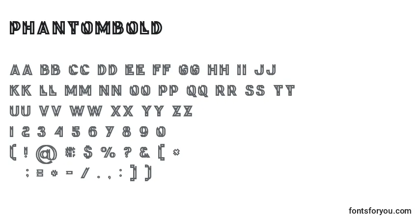 Schriftart Phantombold (102936) – Alphabet, Zahlen, spezielle Symbole