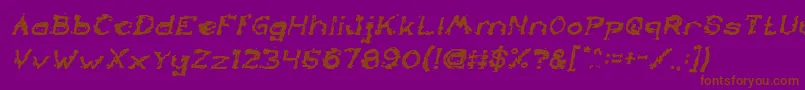 TheLazyDogBoldItalic-Schriftart – Braune Schriften auf violettem Hintergrund