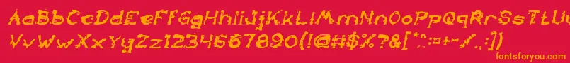 フォントTheLazyDogBoldItalic – 赤い背景にオレンジの文字