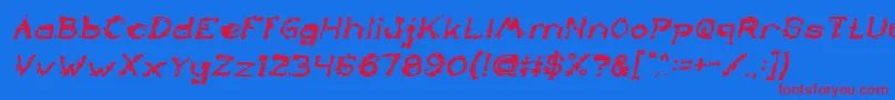 TheLazyDogBoldItalic Font – Red Fonts on Blue Background