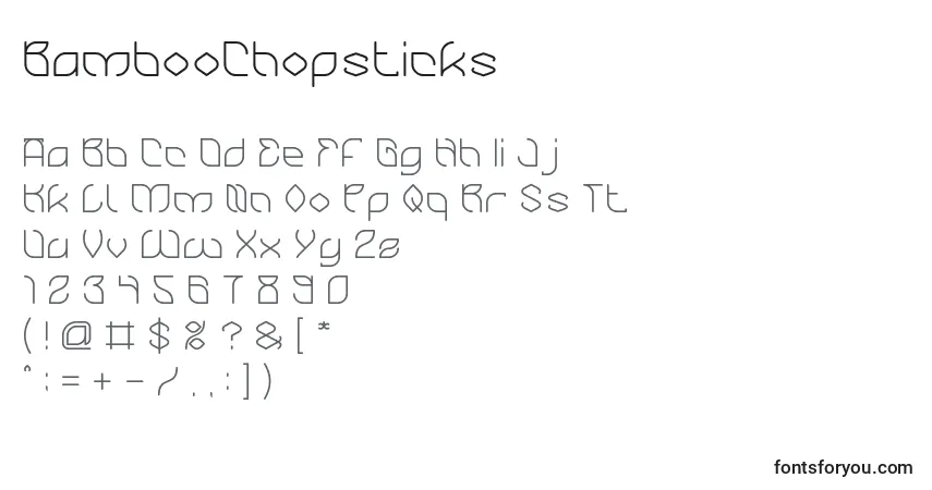 A fonte BambooChopsticks – alfabeto, números, caracteres especiais