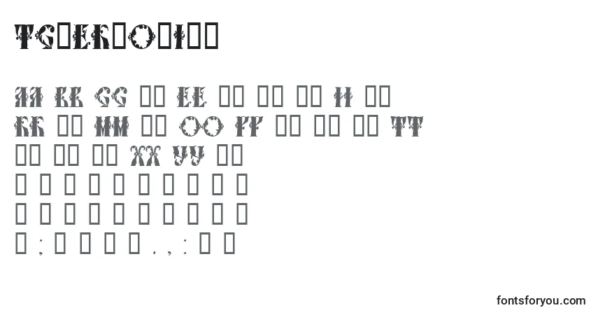 Czcionka Tchekhonin1 – alfabet, cyfry, specjalne znaki