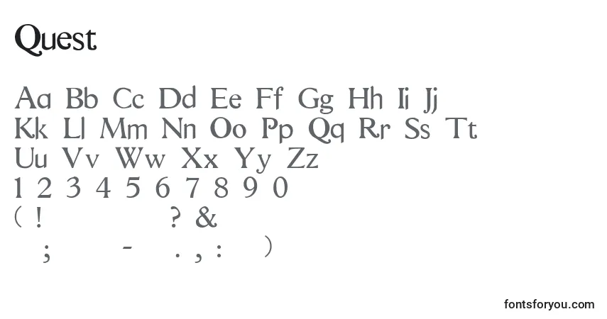 A fonte Quest – alfabeto, números, caracteres especiais