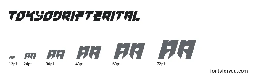 Tokyodrifterital Font Sizes
