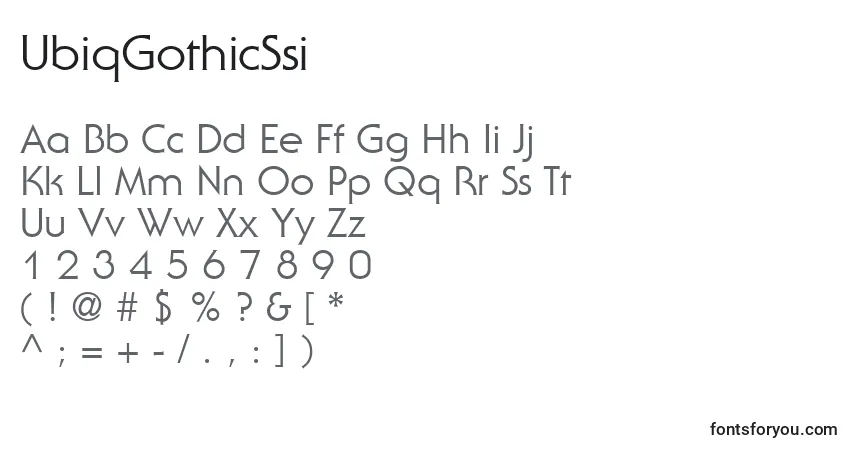 Czcionka UbiqGothicSsi – alfabet, cyfry, specjalne znaki
