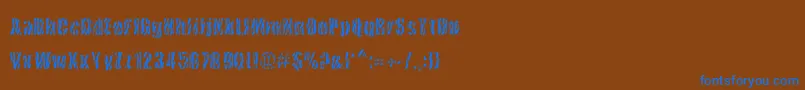 フォントCowsInTheU.S. – 茶色の背景に青い文字