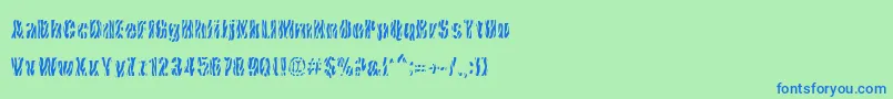 フォントCowsInTheU.S. – 青い文字は緑の背景です。