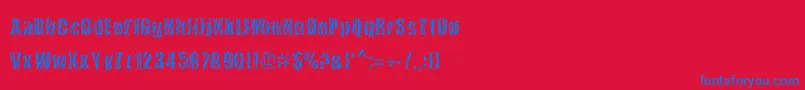CowsInTheU.S.-Schriftart – Blaue Schriften auf rotem Hintergrund