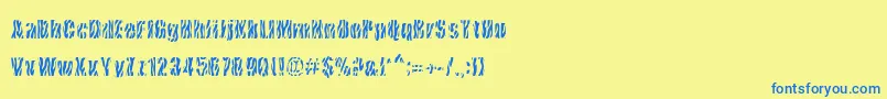 CowsInTheU.S.-Schriftart – Blaue Schriften auf gelbem Hintergrund
