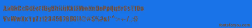 フォントCowsInTheU.S. – 茶色の文字が青い背景にあります。