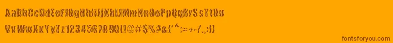 CowsInTheU.S.-Schriftart – Braune Schriften auf orangefarbenem Hintergrund