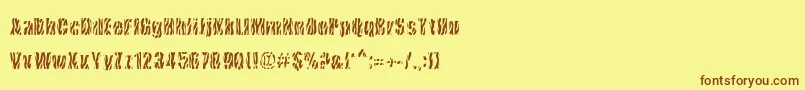 CowsInTheU.S.-Schriftart – Braune Schriften auf gelbem Hintergrund