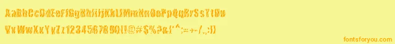 フォントCowsInTheU.S. – オレンジの文字が黄色の背景にあります。