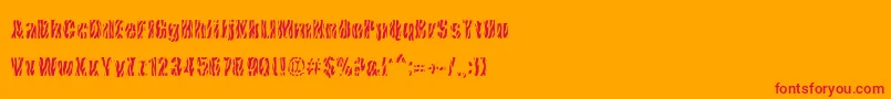 CowsInTheU.S.-Schriftart – Rote Schriften auf orangefarbenem Hintergrund