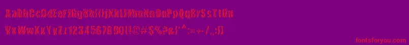 フォントCowsInTheU.S. – 紫の背景に赤い文字