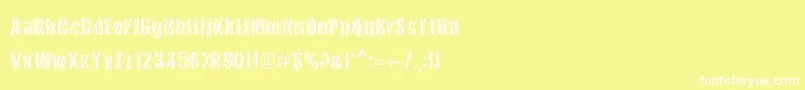 CowsInTheU.S.-Schriftart – Weiße Schriften auf gelbem Hintergrund
