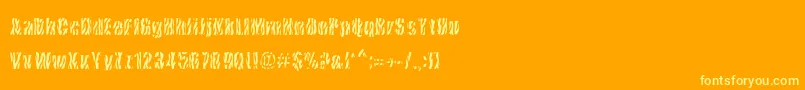 CowsInTheU.S.-Schriftart – Gelbe Schriften auf orangefarbenem Hintergrund