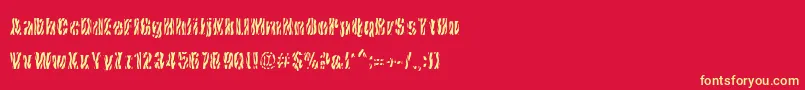 CowsInTheU.S.-fontti – keltaiset fontit punaisella taustalla