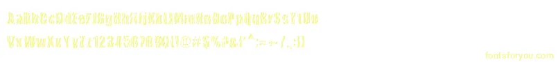 フォントCowsInTheU.S. – 白い背景に黄色の文字