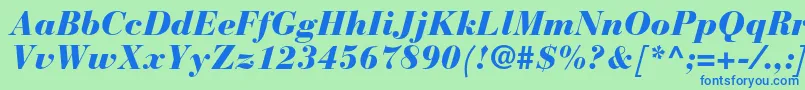 BauerbodonistdBlackitalic Font – Blue Fonts on Green Background