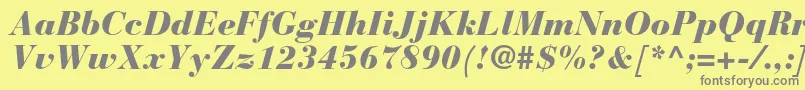 Fonte BauerbodonistdBlackitalic – fontes cinzas em um fundo amarelo