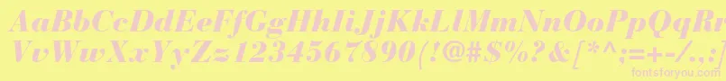 BauerbodonistdBlackitalic-Schriftart – Rosa Schriften auf gelbem Hintergrund