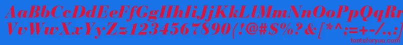 BauerbodonistdBlackitalic Font – Red Fonts on Blue Background