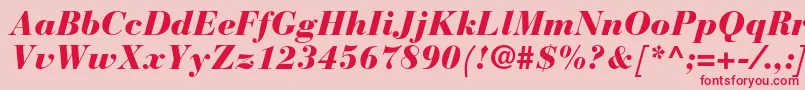 BauerbodonistdBlackitalic-Schriftart – Rote Schriften auf rosa Hintergrund