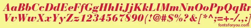 BauerbodonistdBlackitalic Font – Red Fonts on Yellow Background
