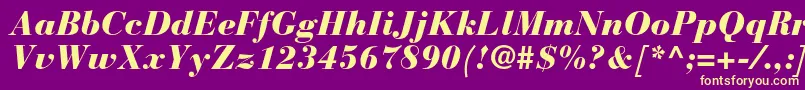 BauerbodonistdBlackitalic-fontti – keltaiset fontit violetilla taustalla