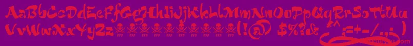 BucaneraFontFfp-Schriftart – Rote Schriften auf violettem Hintergrund