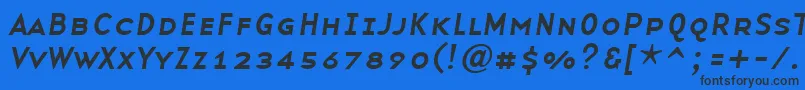 BaseninesmallcapsItalic Font – Black Fonts on Blue Background