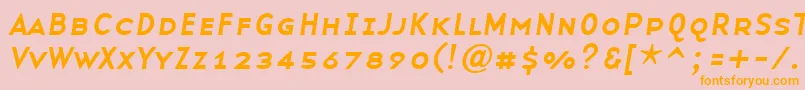 フォントBaseninesmallcapsItalic – オレンジの文字がピンクの背景にあります。