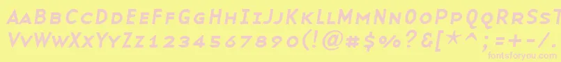 BaseninesmallcapsItalic Font – Pink Fonts on Yellow Background