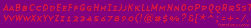 フォントBaseninesmallcapsItalic – 紫の背景に赤い文字
