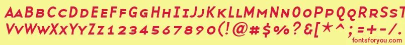 BaseninesmallcapsItalic Font – Red Fonts on Yellow Background