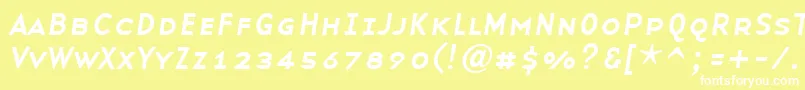 Шрифт BaseninesmallcapsItalic – белые шрифты на жёлтом фоне