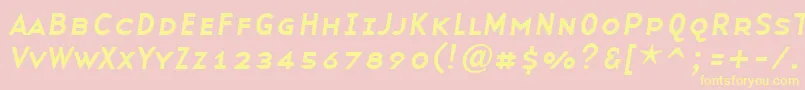 BaseninesmallcapsItalic Font – Yellow Fonts on Pink Background