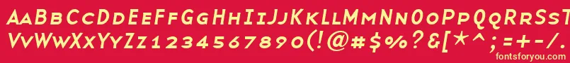 フォントBaseninesmallcapsItalic – 黄色の文字、赤い背景