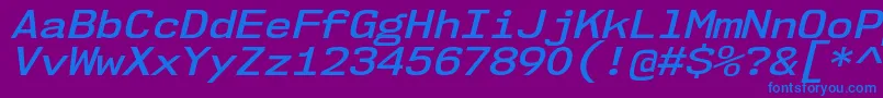 Fonte Nk57MonospaceSeSbIt – fontes azuis em um fundo violeta