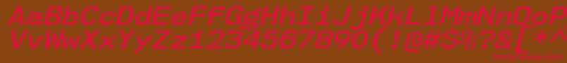 フォントNk57MonospaceSeSbIt – 赤い文字が茶色の背景にあります。