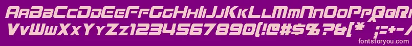 Czcionka MissionGtRCondensedItalic – różowe czcionki na fioletowym tle