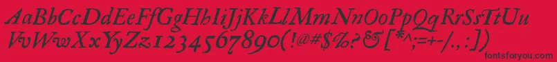 Fonte RegulaItalic – fontes pretas em um fundo vermelho