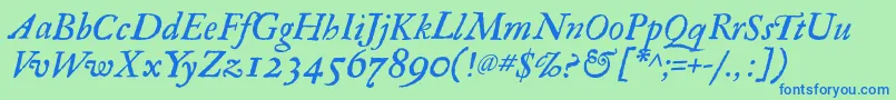 RegulaItalic Font – Blue Fonts on Green Background