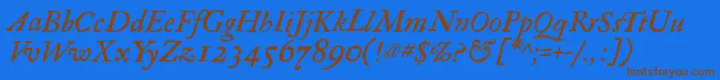 RegulaItalic Font – Brown Fonts on Blue Background