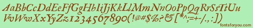 RegulaItalic Font – Brown Fonts on Green Background