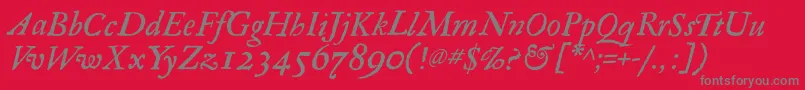 フォントRegulaItalic – 赤い背景に灰色の文字