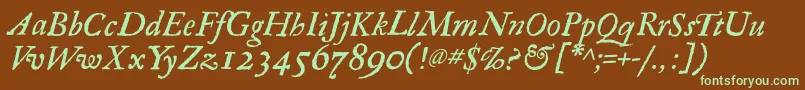 RegulaItalic Font – Green Fonts on Brown Background