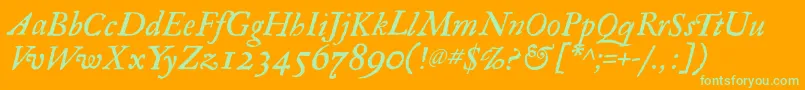 RegulaItalic Font – Green Fonts on Orange Background