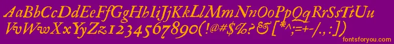 Fonte RegulaItalic – fontes laranjas em um fundo violeta